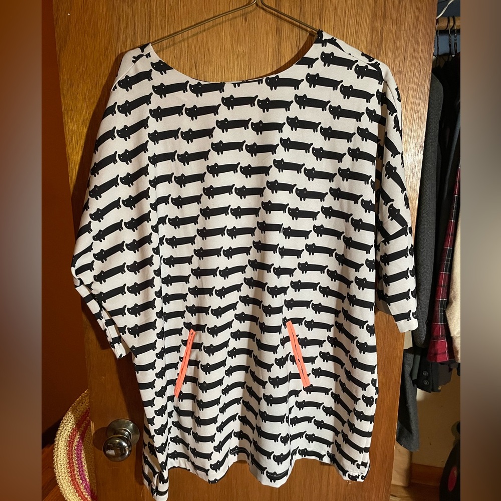 Tunic Top With Cat Motif Size L